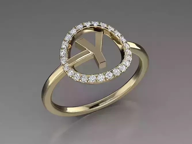 Jewelry Alphabet Ring Y