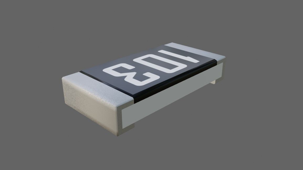 Resistor SMD - Electronic parts Low-poly 3D model_10