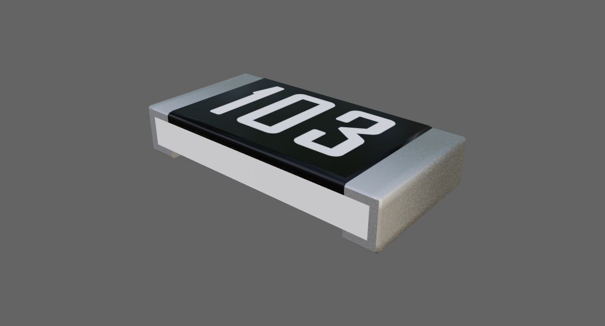 Resistor SMD - Electronic parts Low-poly 3D model_9