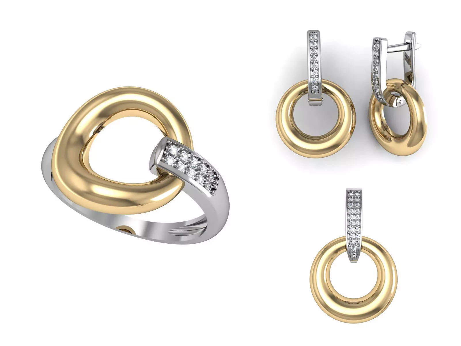 Set Ring earring and pendant ready for 3d print 3D print model_0