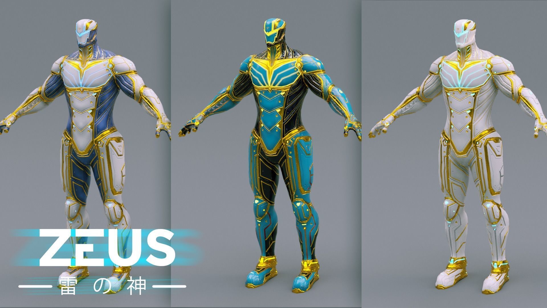 LOW POLY ROBOT - ZEUS GOD OF SKY - THE TRINITY  Low-poly 3D model_14