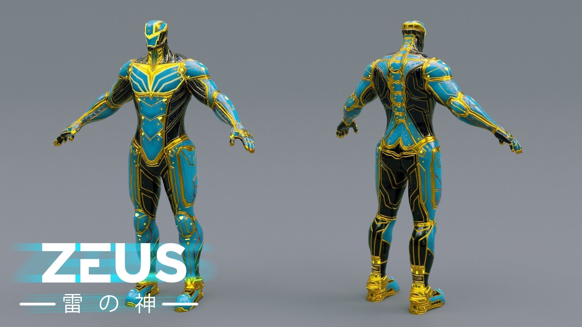 LOW POLY ROBOT - ZEUS GOD OF SKY - THE TRINITY  Low-poly 3D model_16