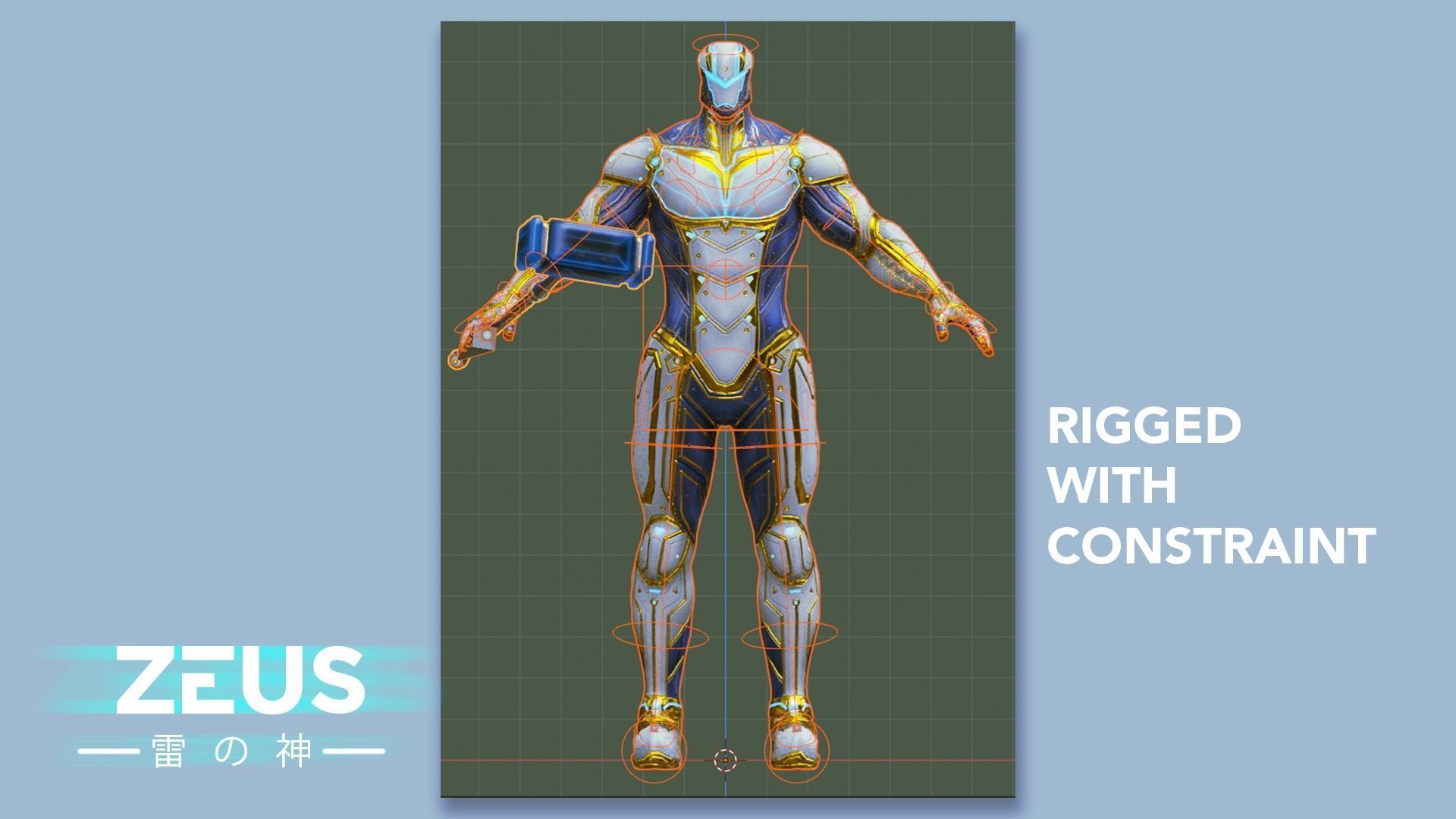 LOW POLY ROBOT - ZEUS GOD OF SKY - THE TRINITY  Low-poly 3D model_31