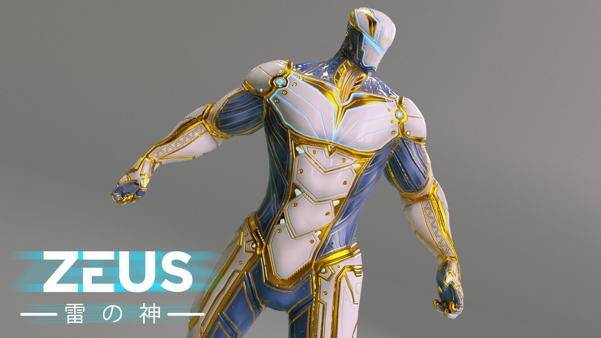 LOW POLY ROBOT - ZEUS GOD OF SKY - THE TRINITY  Low-poly 3D model_13