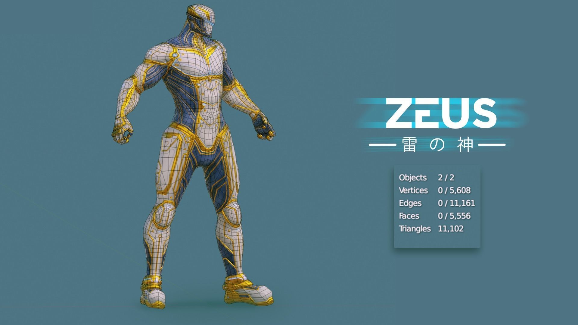 LOW POLY ROBOT - ZEUS GOD OF SKY - THE TRINITY  Low-poly 3D model_25
