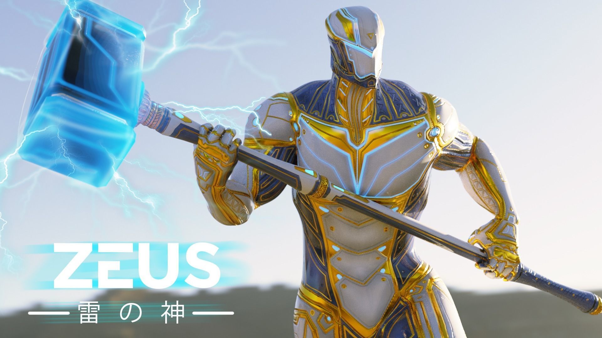 LOW POLY ROBOT - ZEUS GOD OF SKY - THE TRINITY  Low-poly 3D model_3
