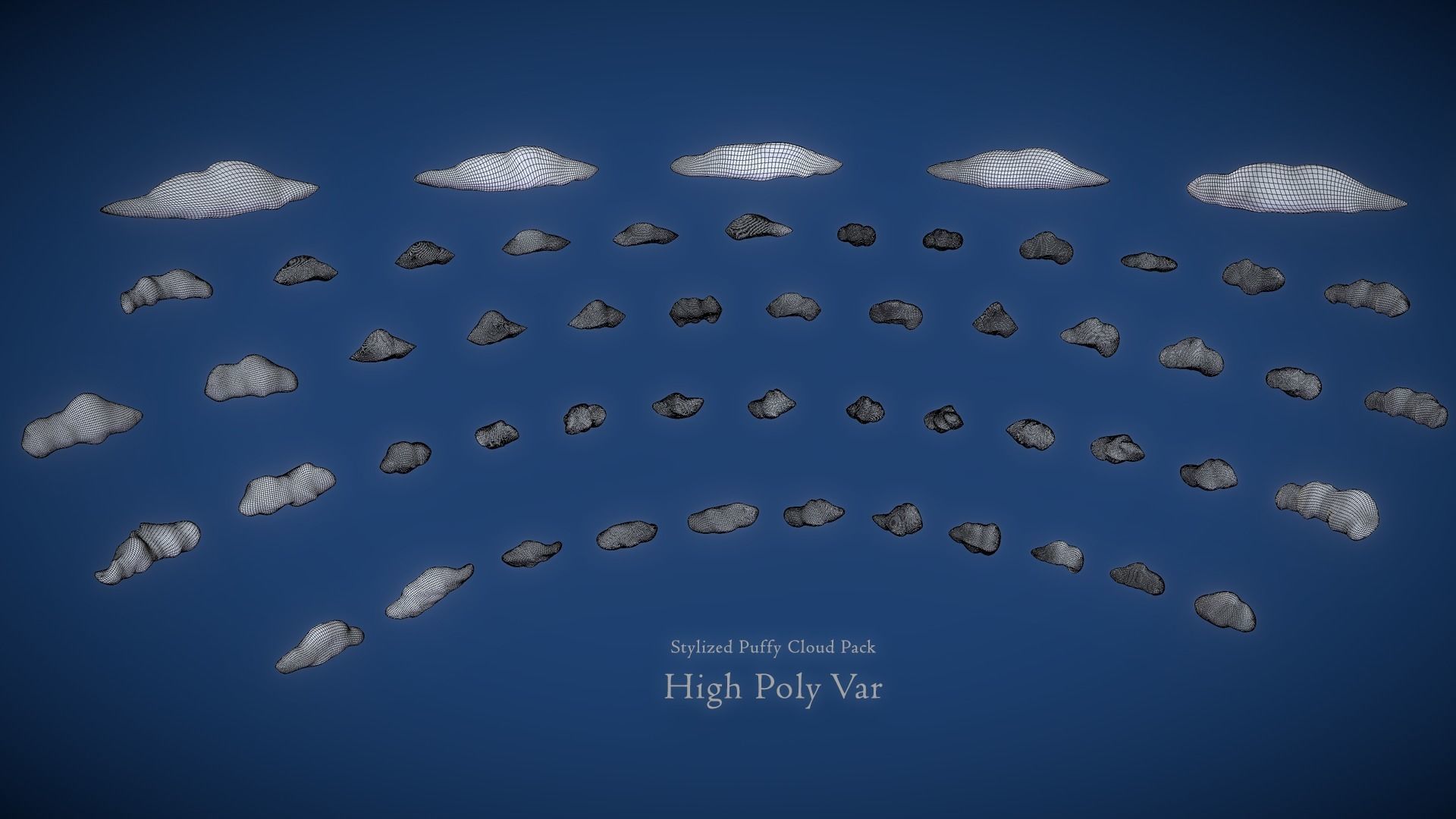 Puffy Clouds Pack JFG V2 Low-poly 3D model_16
