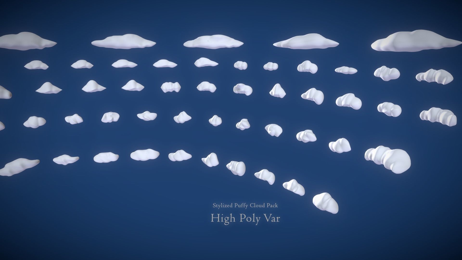 Puffy Clouds Pack JFG V2 Low-poly 3D model_4
