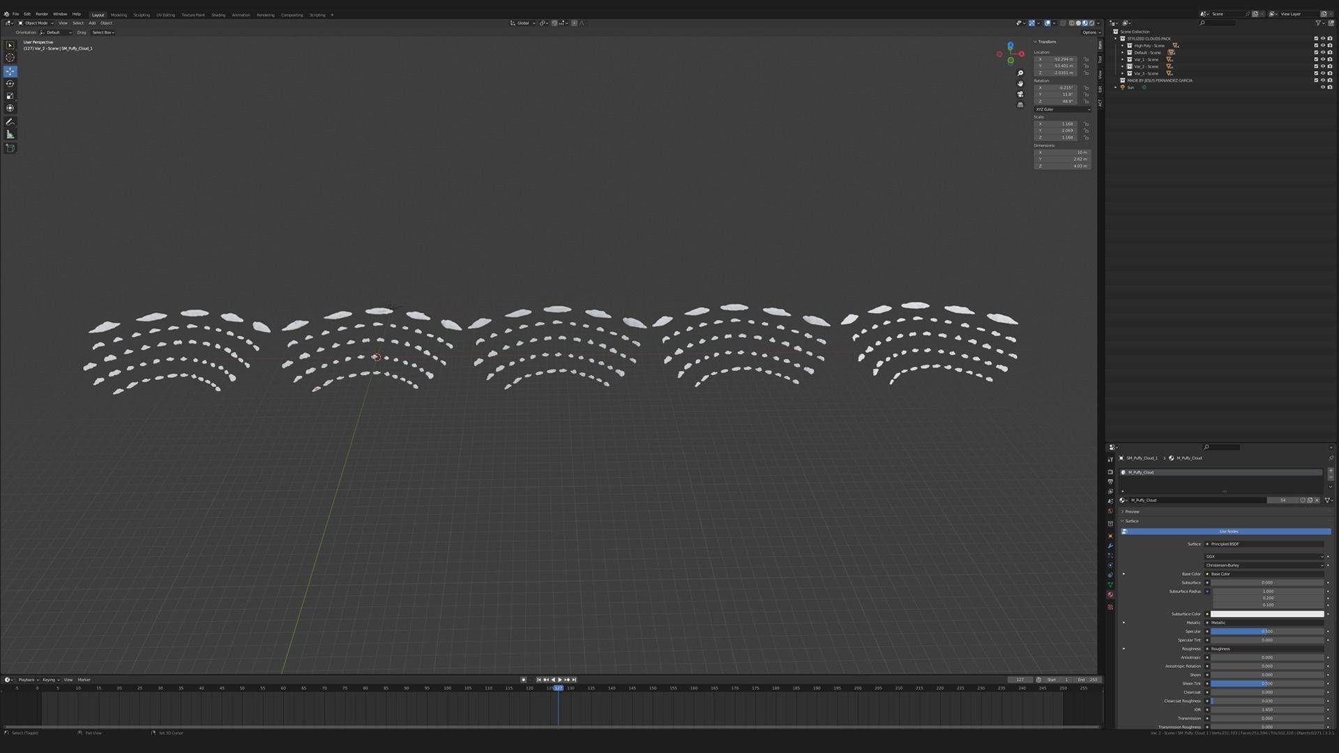 Puffy Clouds Pack JFG V2 Low-poly 3D model_1