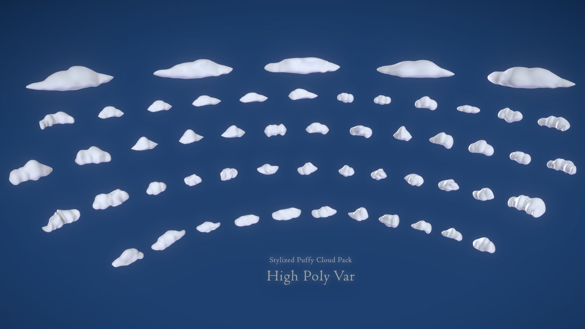 Puffy Clouds Pack JFG V2 Low-poly 3D model_15