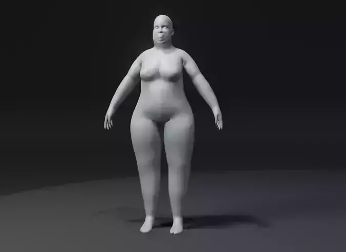 Female Body Fat Base Mesh 3D Model 10k Polygons Low-poly 3D model