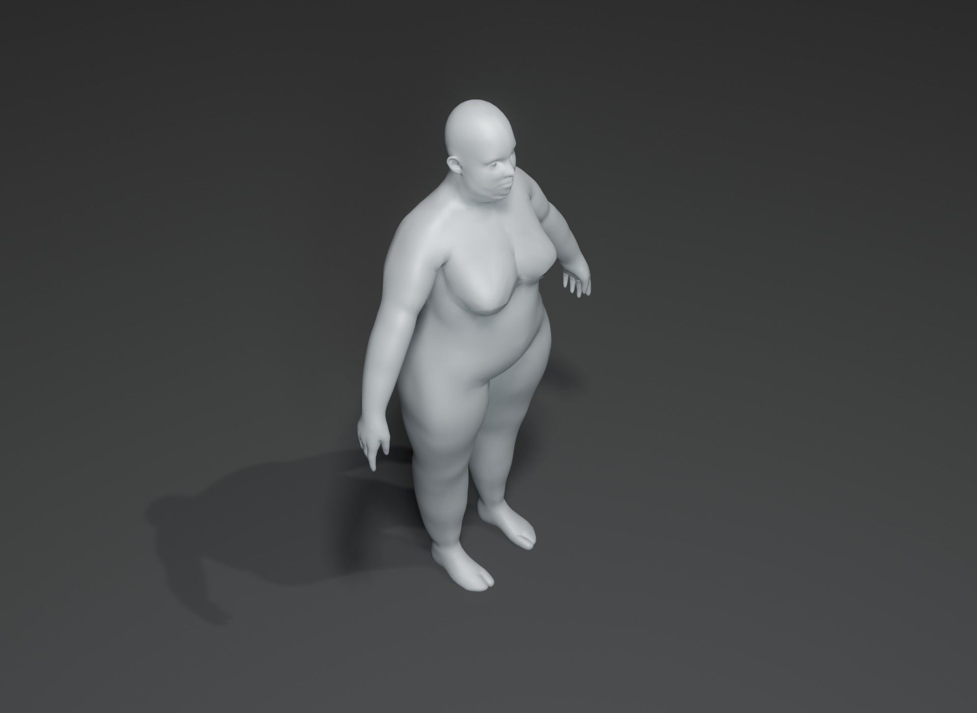 Female Body Fat Base Mesh 3D Model 10k Polygons Low-poly 3D model_19