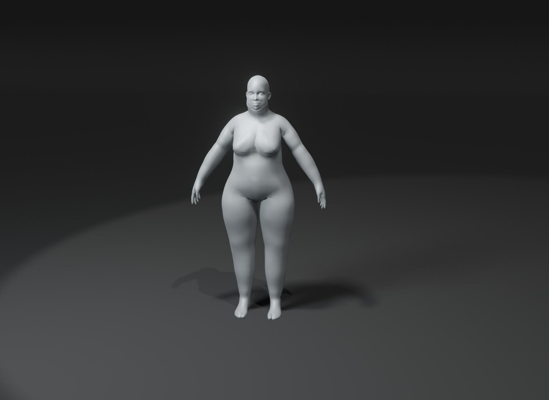 Female Body Fat Base Mesh 3D Model 10k Polygons Low-poly 3D model_17