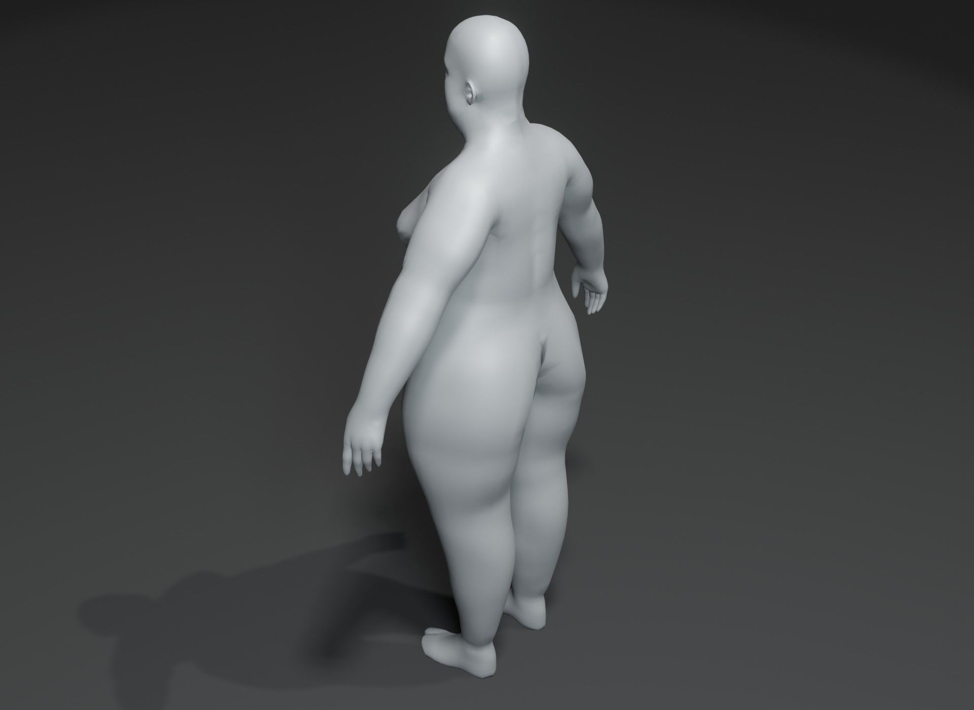 Female Body Fat Base Mesh 3D Model 10k Polygons Low-poly 3D model_4