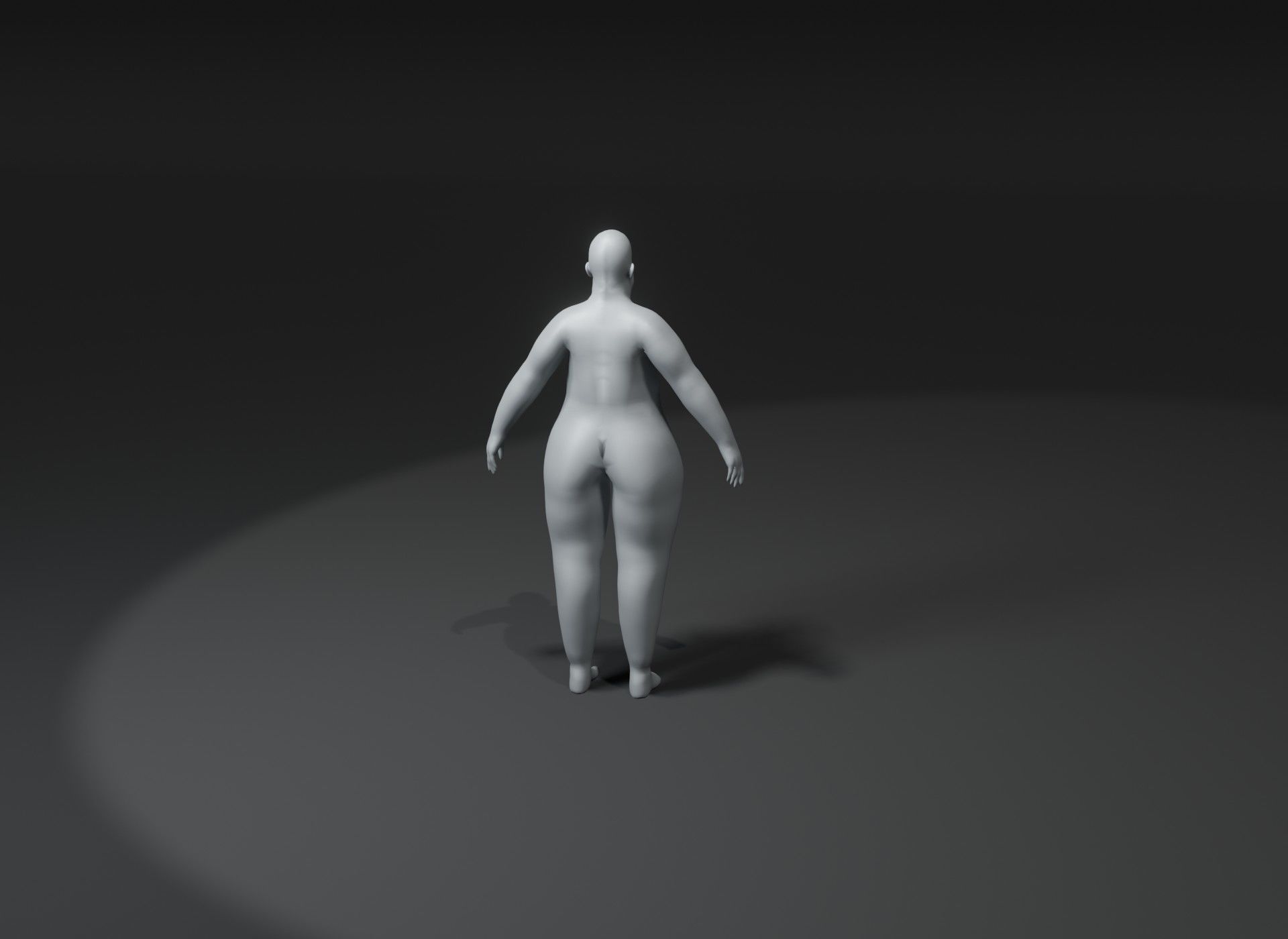 Female Body Fat Base Mesh 3D Model 10k Polygons Low-poly 3D model_6