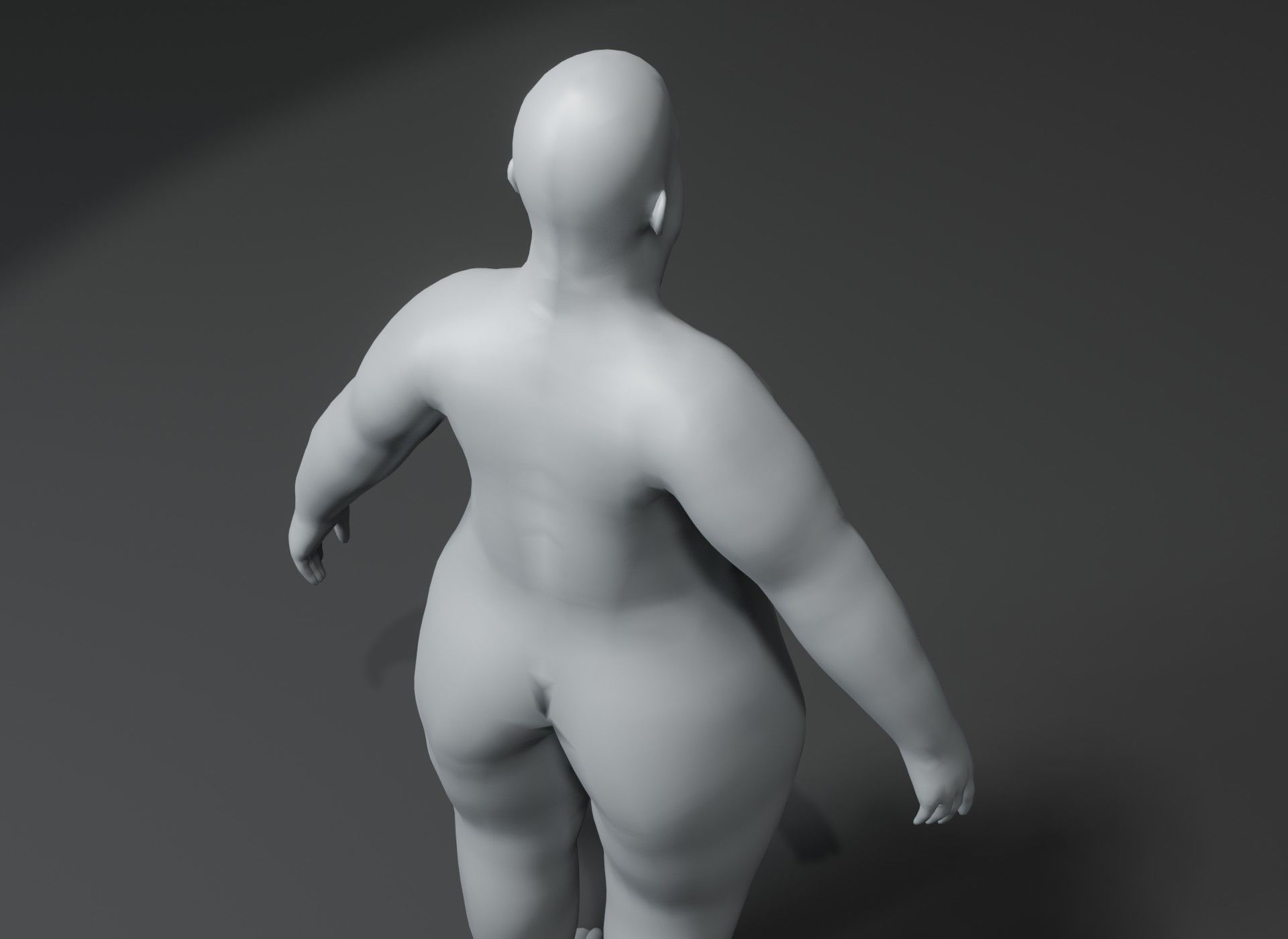 Female Body Fat Base Mesh 3D Model 10k Polygons Low-poly 3D model_5