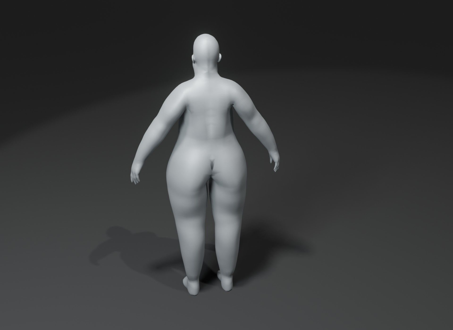 Female Body Fat Base Mesh 3D Model 10k Polygons Low-poly 3D model_3