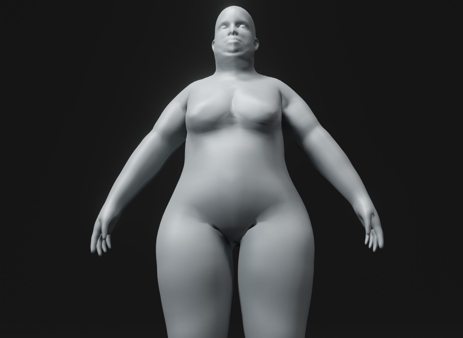 Female Body Fat Base Mesh 3D Model 10k Polygons Low-poly 3D model_11