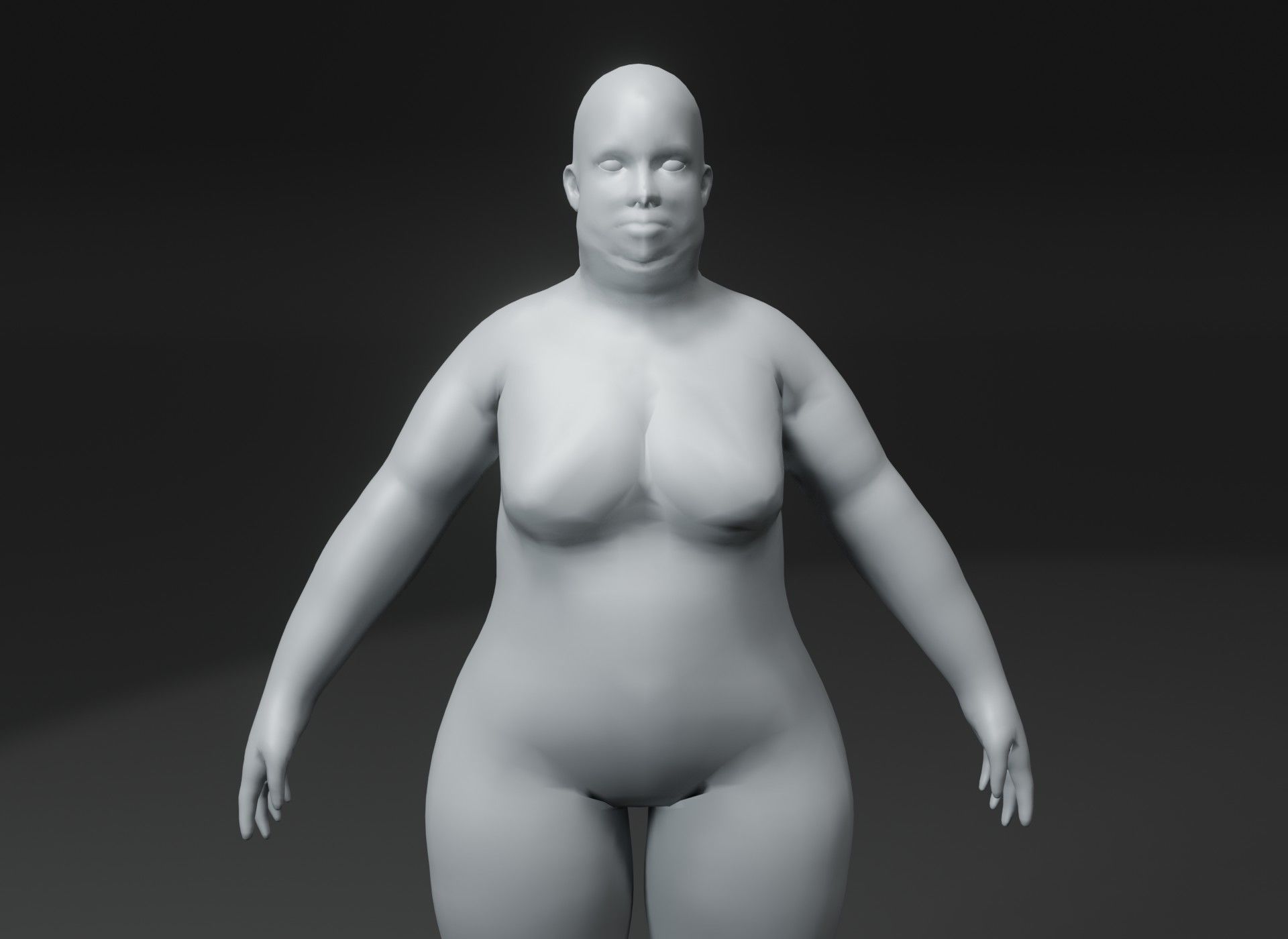 Female Body Fat Base Mesh 3D Model 10k Polygons Low-poly 3D model_12