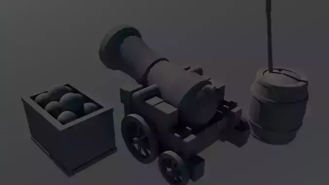 Low Poly Cannon - No Textures - Clean Canvas