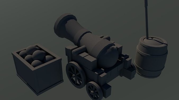 Low Poly Cannon - No Textures - Clean Canvas Free low-poly 3D model