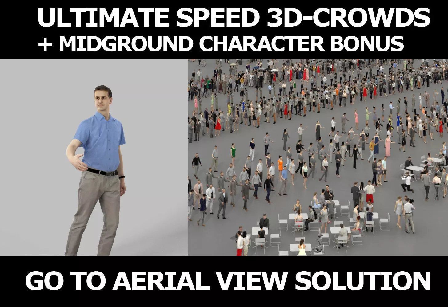 3d crowds and midground Romance in shirt walking Casual Man 3D Model Collection_0