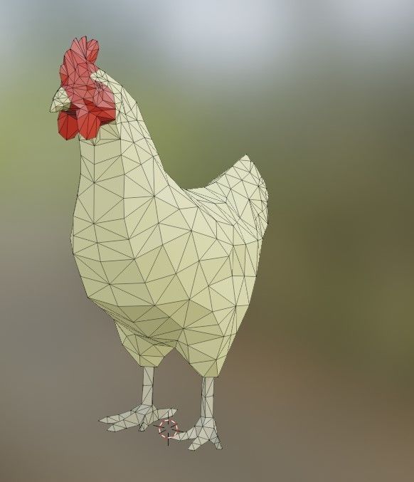 cockerel 3d model polygonal chicken 3D print model_3
