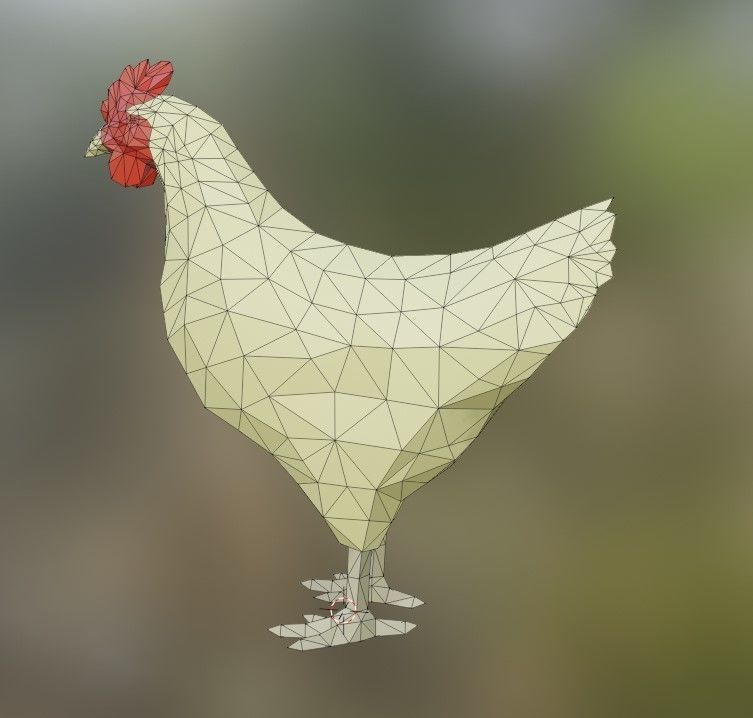 cockerel 3d model polygonal chicken 3D print model_2