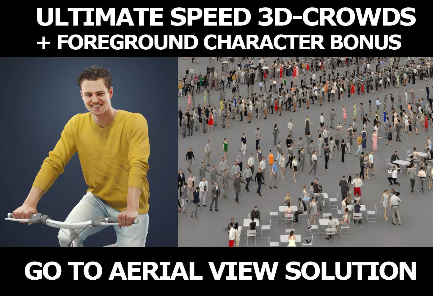 3d crowds and foreground Virtue Bicycle Casual Man Riding Bike 3D Model Collection_0