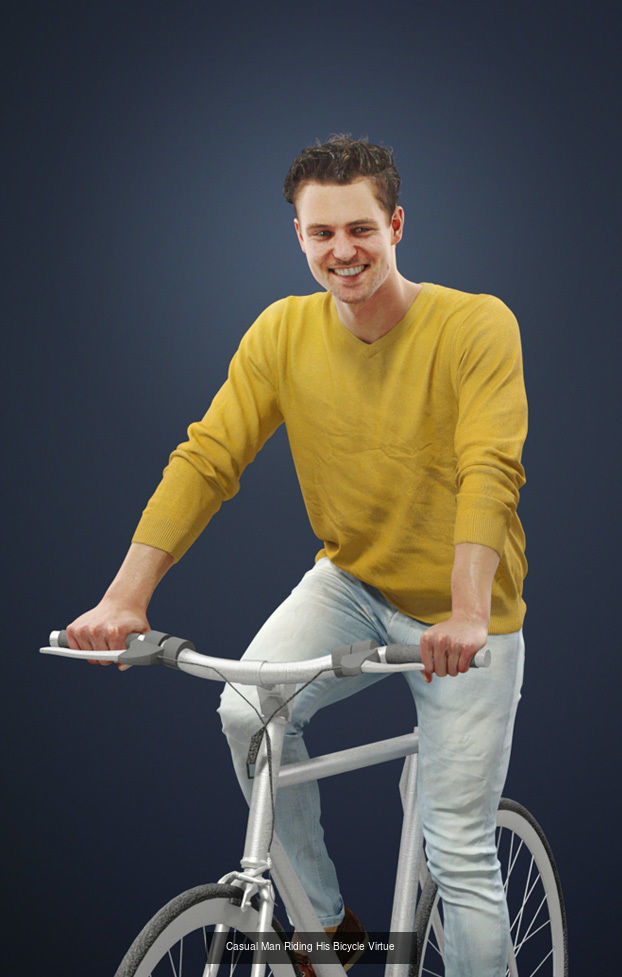 3d crowds and foreground Virtue Bicycle Casual Man Riding Bike 3D Model Collection_2