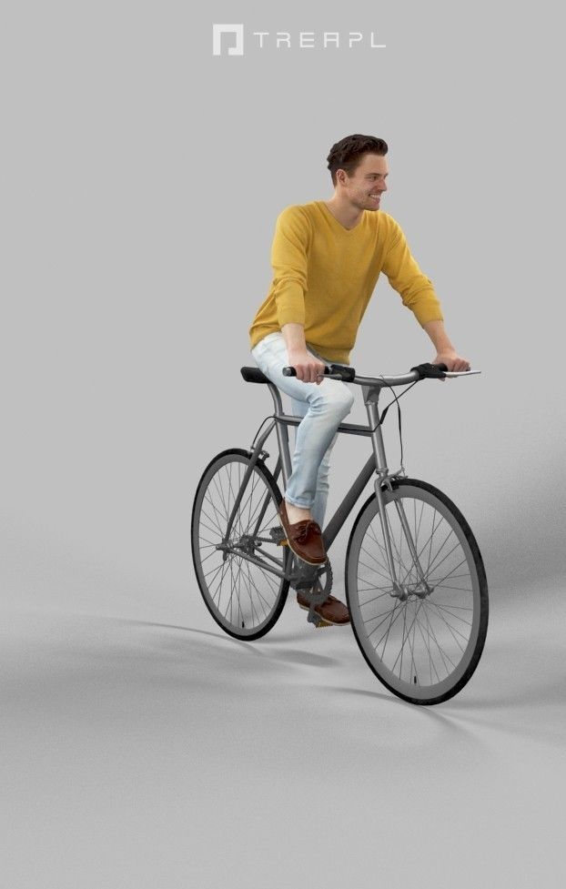 3d crowds and foreground Virtue Bicycle Casual Man Riding Bike 3D Model Collection_13