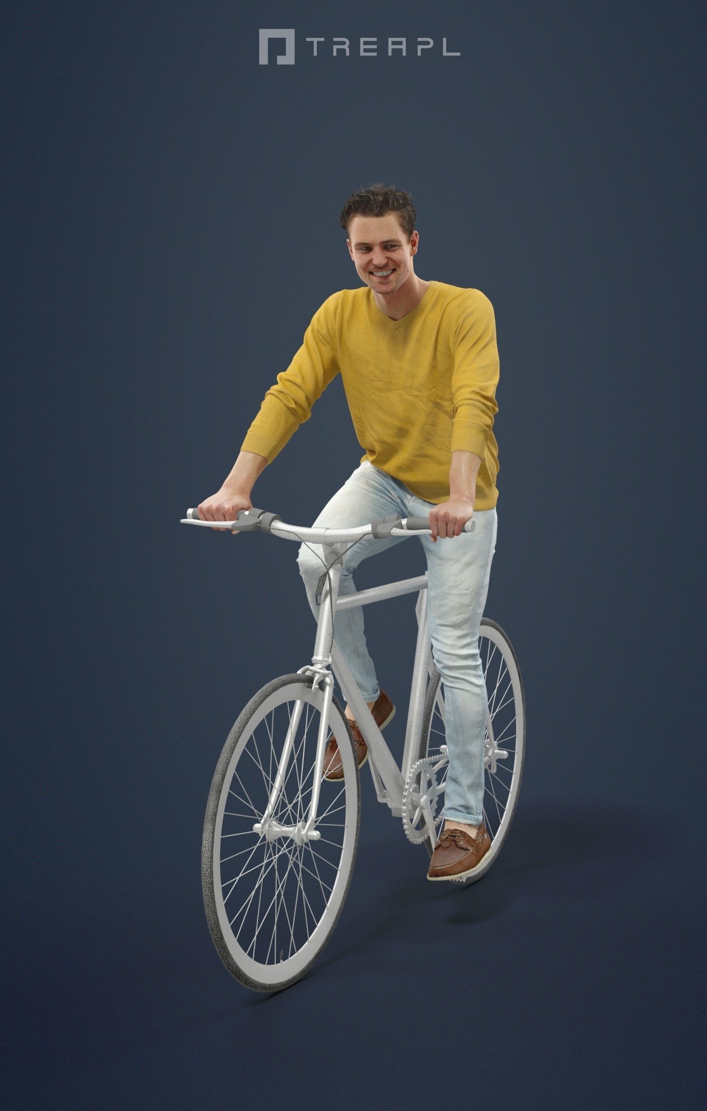 3d crowds and foreground Virtue Bicycle Casual Man Riding Bike 3D Model Collection_22