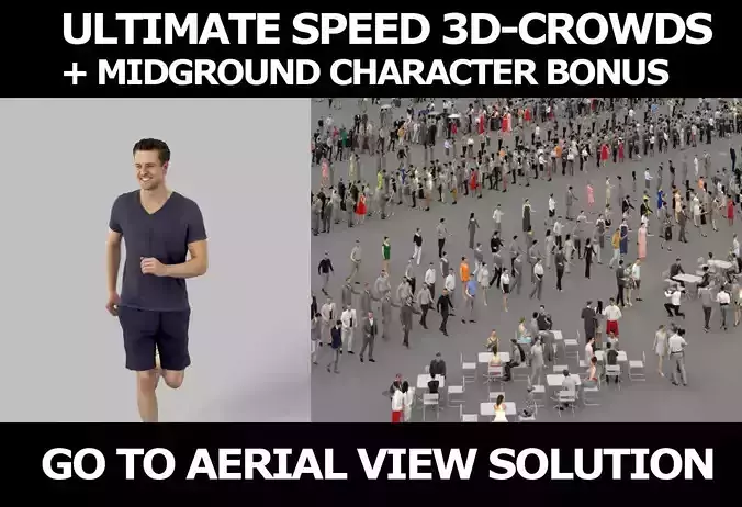 3d crowds and Virtue jogging sports Man Running football  3D Model Collection