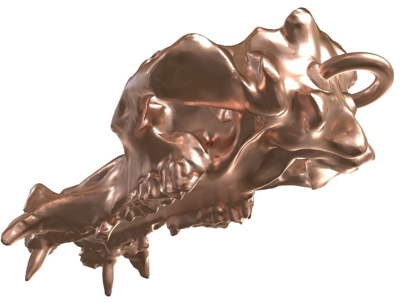 Cranium Charm Hippo Bronze 3D print model_5
