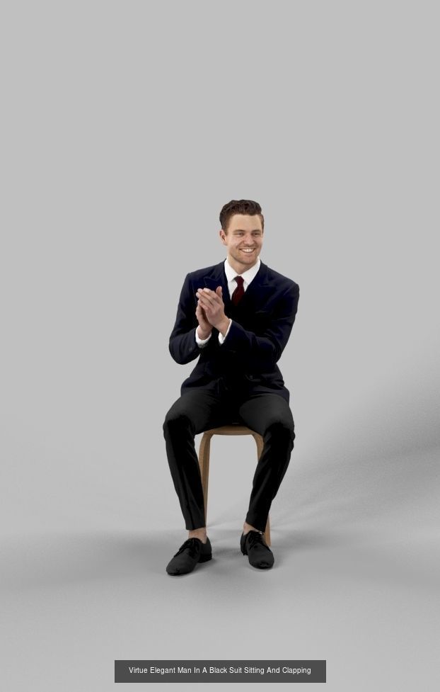 3d crowds and Virtue Midground Sitting Clapping Business man  3D Model Collection_1