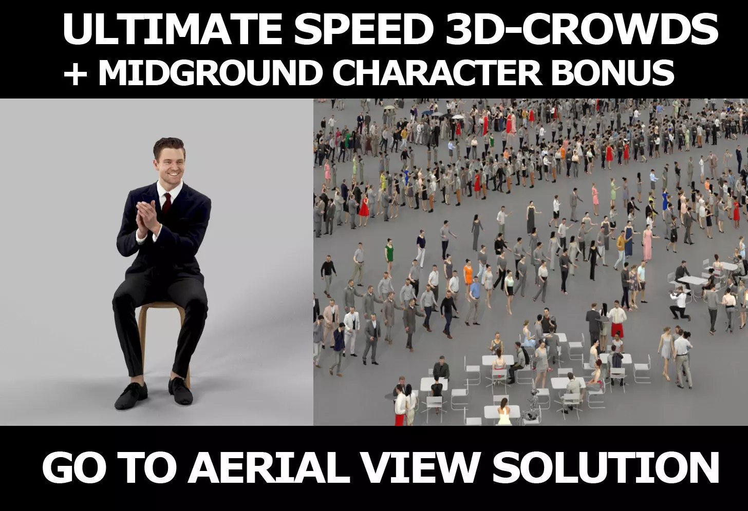 3d crowds and Virtue Midground Sitting Clapping Business man  3D Model Collection_0