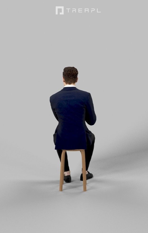 3d crowds and Virtue Foreground Sitting Clapping Business man  3D Model Collection_15