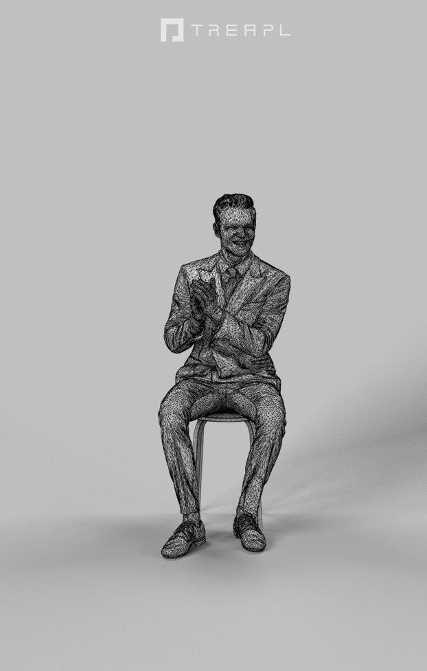 3d crowds and Virtue Foreground Sitting Clapping Business man  3D Model Collection_18