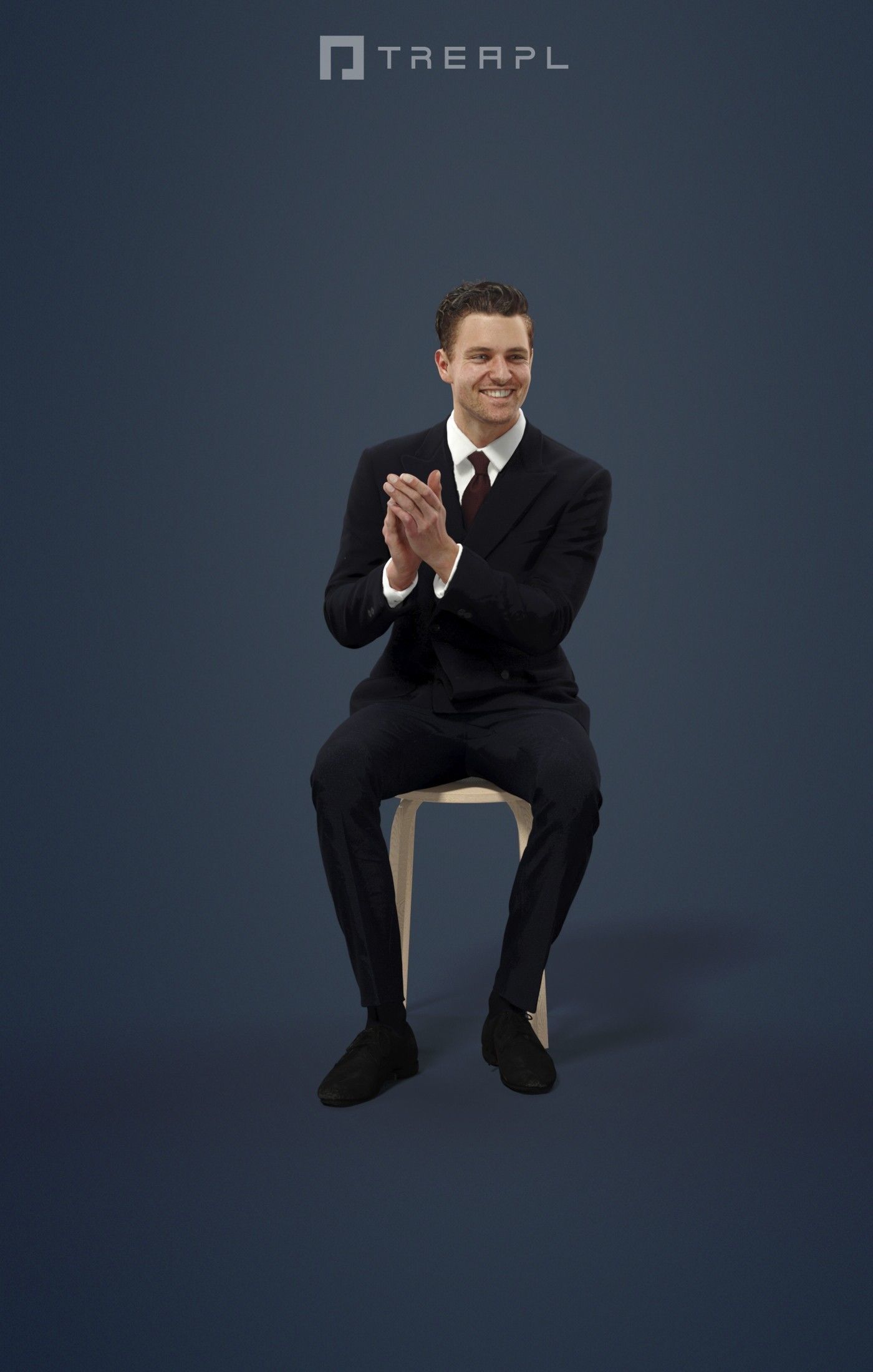 3d crowds and Virtue Foreground Sitting Clapping Business man  3D Model Collection_20