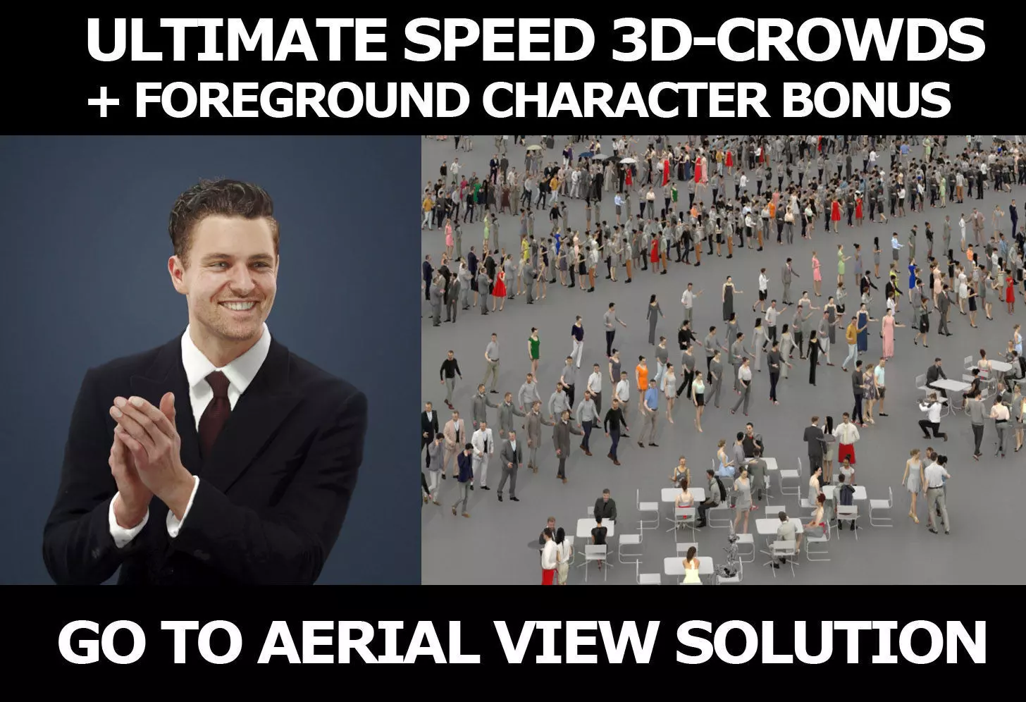 3d crowds and Virtue Foreground Sitting Clapping Business man  3D Model Collection_0