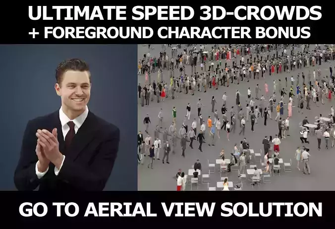 3d crowds and Virtue Foreground Sitting Clapping Business man  3D Model Collection