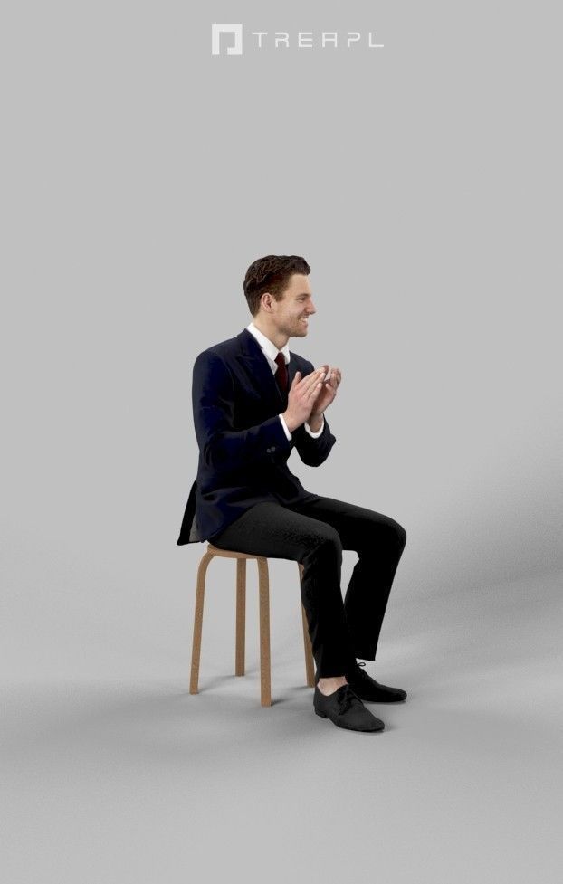 3d crowds and Virtue Foreground Sitting Clapping Business man  3D Model Collection_14