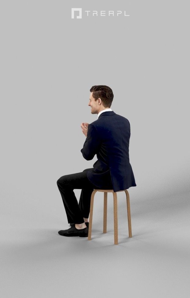 3d crowds and Virtue Foreground Sitting Clapping Business man  3D Model Collection_13
