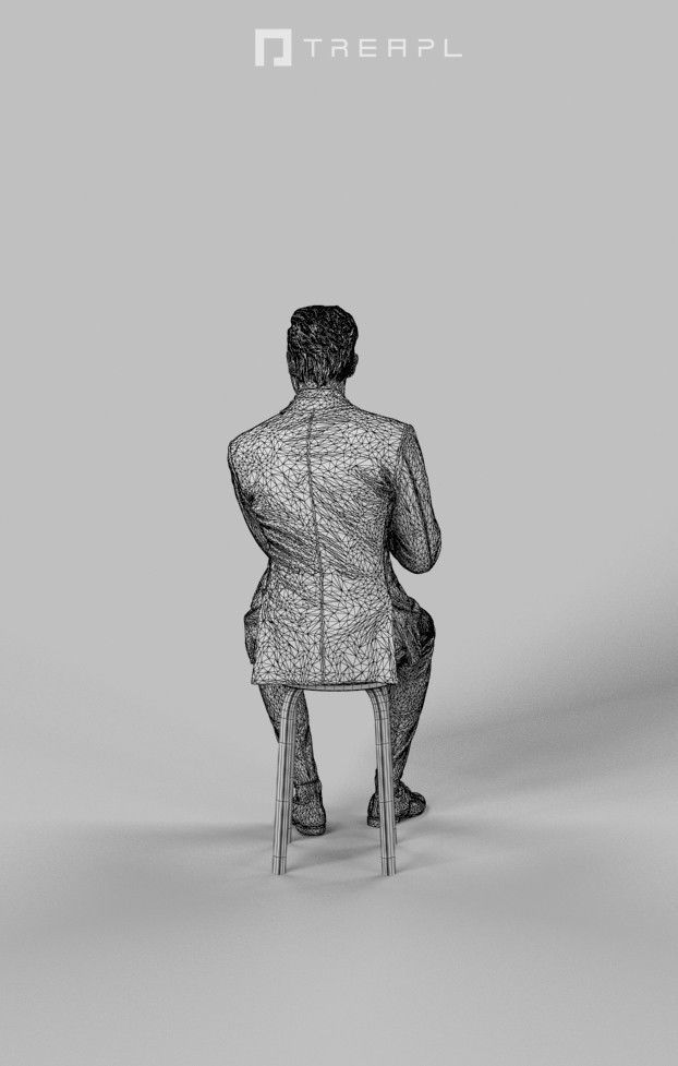 3d crowds and Virtue Foreground Sitting Clapping Business man  3D Model Collection_19