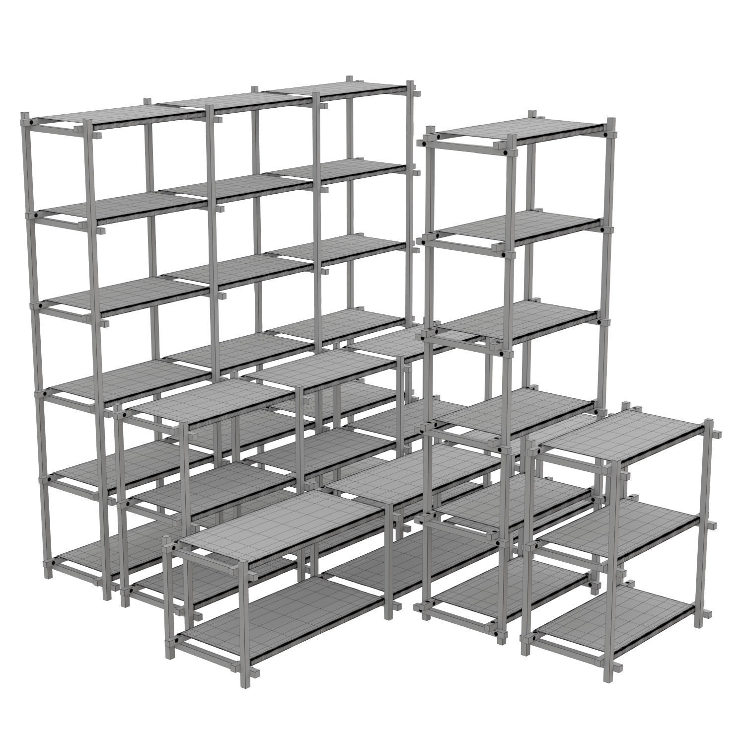 Woody Shelves 3D model_4