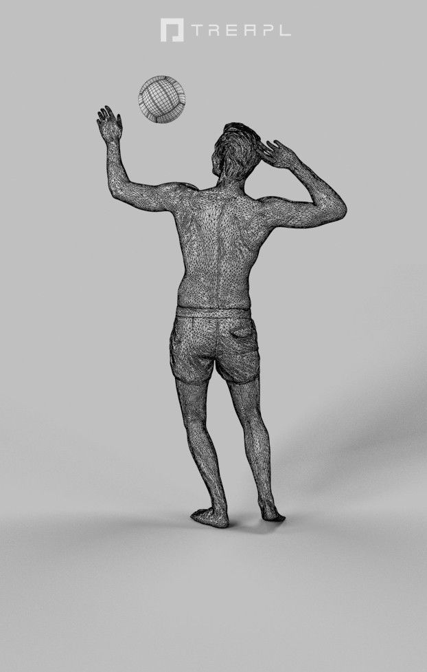 3d people crowd and midground Virtue beach volleyball sport man 3D Model Collection_19