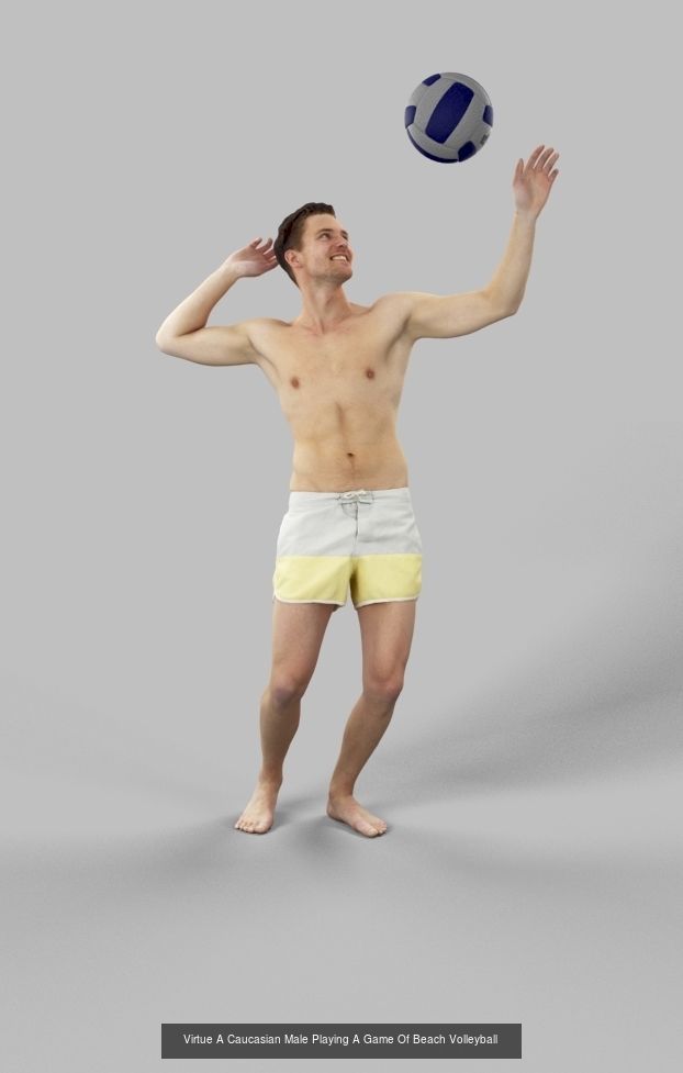 3d people crowd and midground Virtue beach volleyball sport man 3D Model Collection_1
