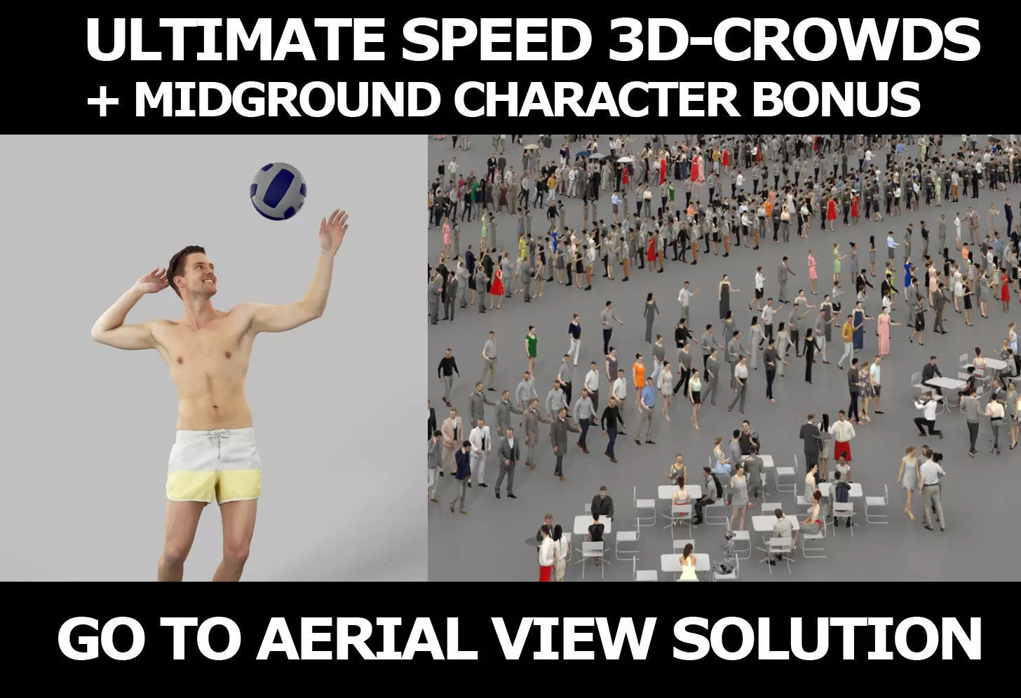 3d people crowd and midground Virtue beach volleyball sport man 3D Model Collection_0
