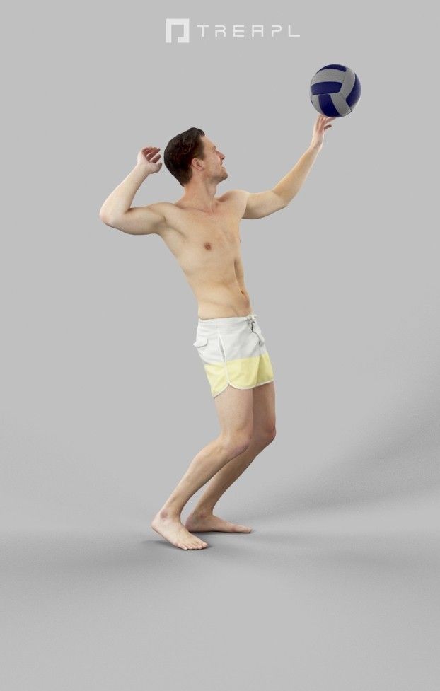 3d people crowd and midground Virtue beach volleyball sport man 3D Model Collection_16