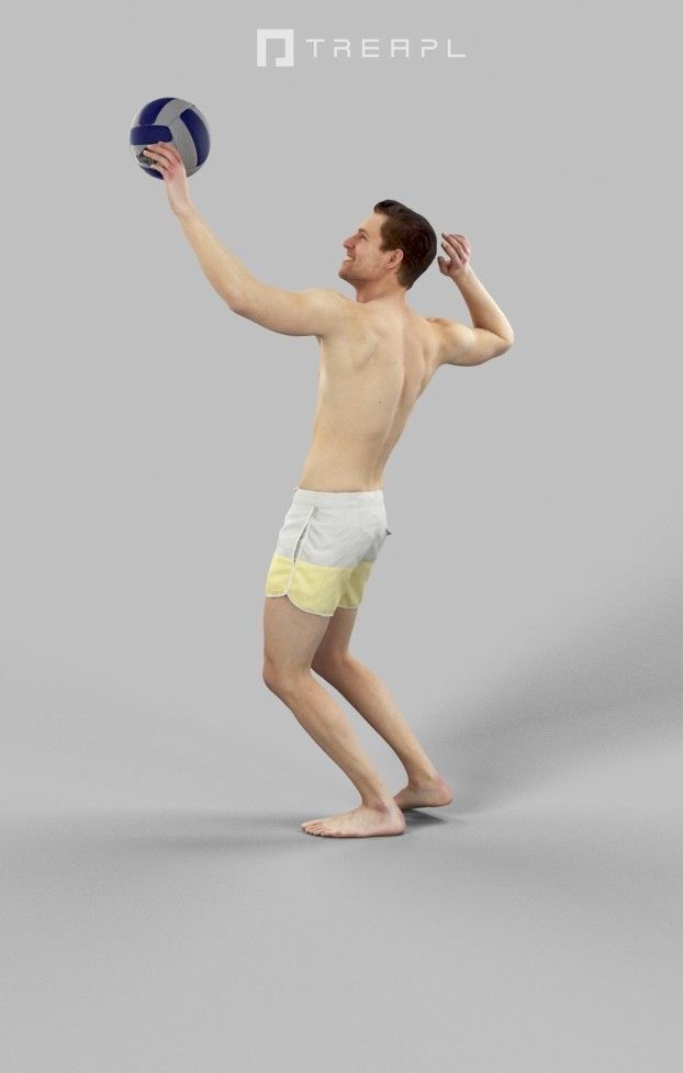 3d people crowd and midground Virtue beach volleyball sport man 3D Model Collection_15